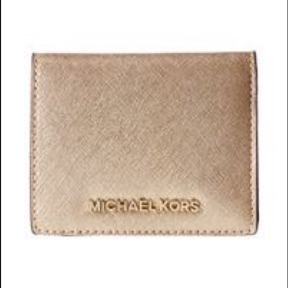 Michael Kors Handbags - Michael Kors Gold Metallic Card Wallet